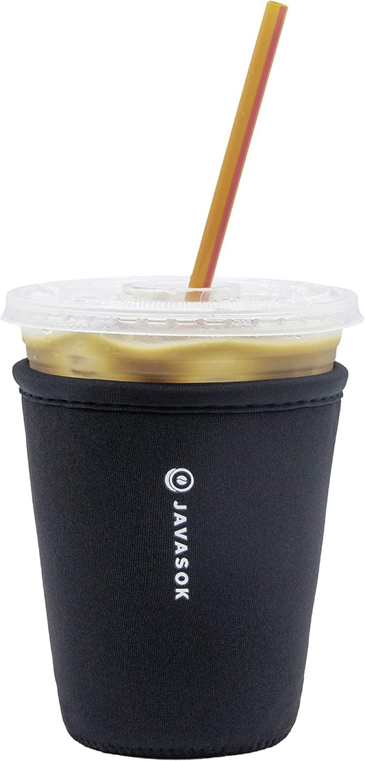 Sok It JavaSok Iced Coffee & Cold Soda Insulated Neoprene Cup Sleeve (Black, Small: 16-20oz)