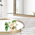 Bathroom Arched Wall Mirror Brushed Metal Vanity Wall Mounted Mirror - Image 2