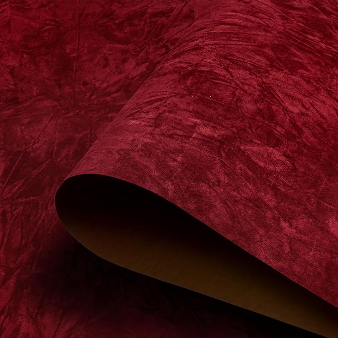 30"x317" Large Size Dark Red Contact Paper Self Adhesive Velvet Wallpaper Peel by HelloWall