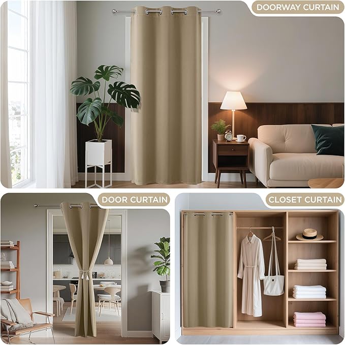 Joydeco Blackout Door Curtain for Doorway Privacy 108 Inches Long, Grommet - Image 4