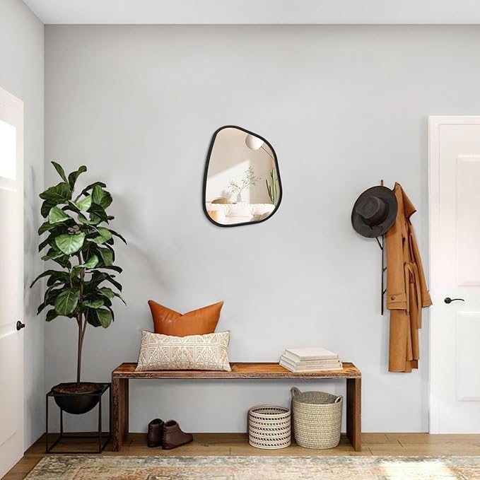 Asymmetrical Mirror for Wall Irregular Oval Wood Frame Modern Unique Wall - Image 5