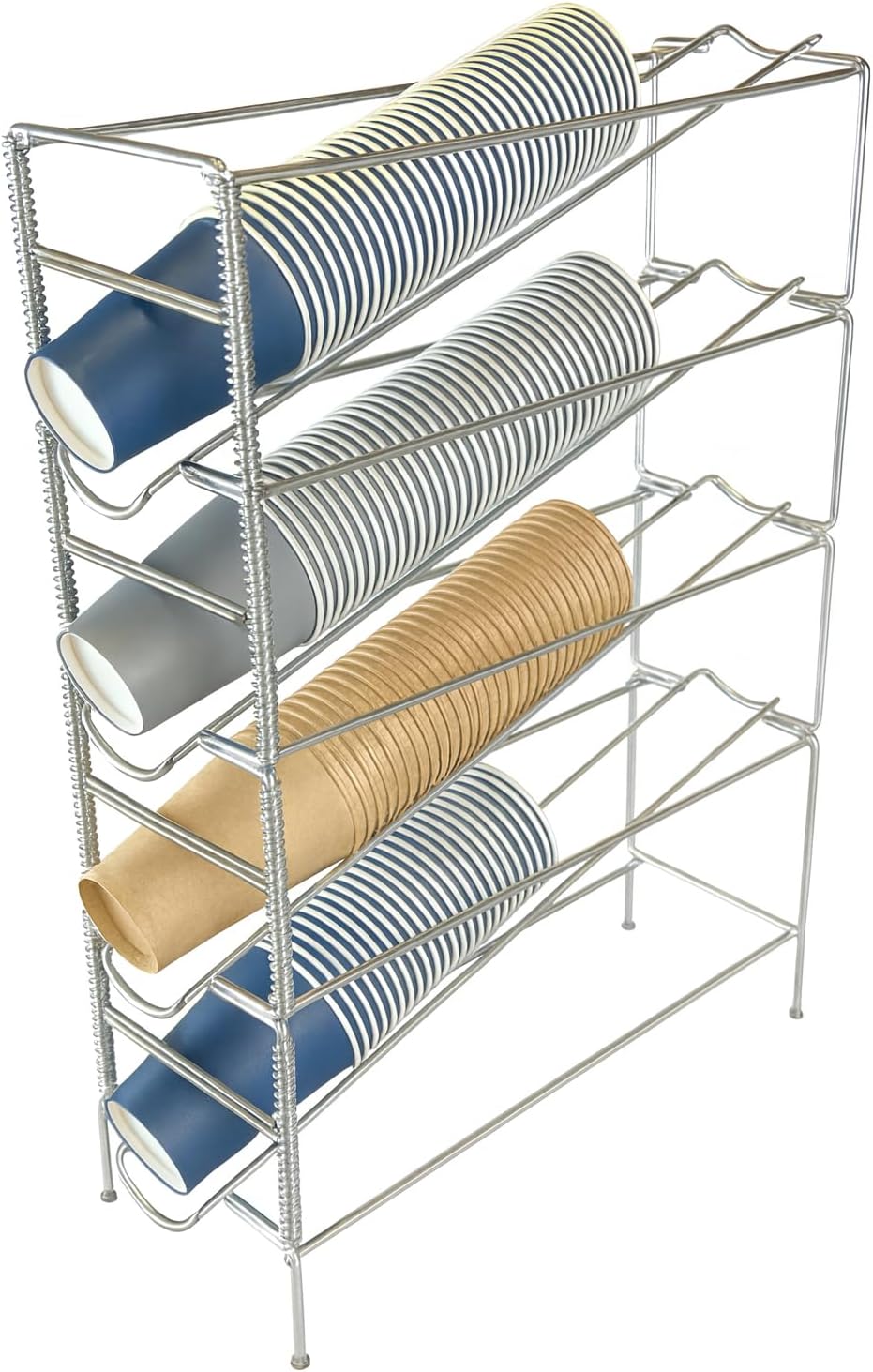 Stainless Products Ltd Sleek 23.74" Stainless Steel Vertical Cup Dispenser - 4 Compartments for Effortless Storage & Display, Space-Saving & Durable Design