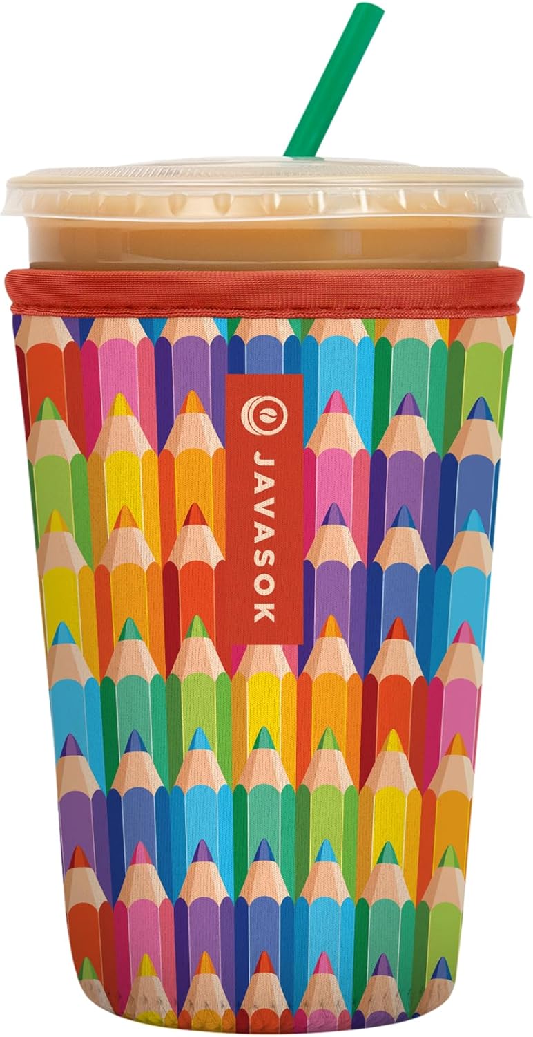 Sok It JavaSok Iced Coffee & Cold Soda Insulated Neoprene Cup Sleeve (Work of Art, Medium: 22-28oz)