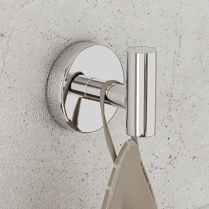 Towel Hooks for Bathroom 2 Packs Screw- in Chrome Finish Wall Mount Towel - Image 2
