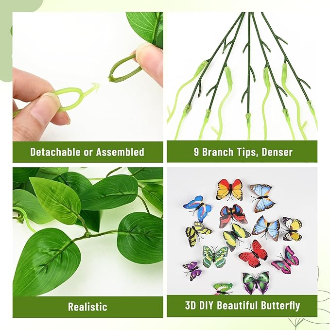 BLEUM CADE 8Pcs Fake Hanging Plants, 9 Branch Artificial Hanging Plant - Image 3