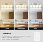 FonmYim Brushed Gold Bathroom Light Fixtures, 4-Light Modern Vanity Light Over - Image 6