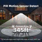 HMCITY Solar Lights Outdoor 120 LED 3 Lighting Modes, Motion Sensor Wall Lights - Image 6