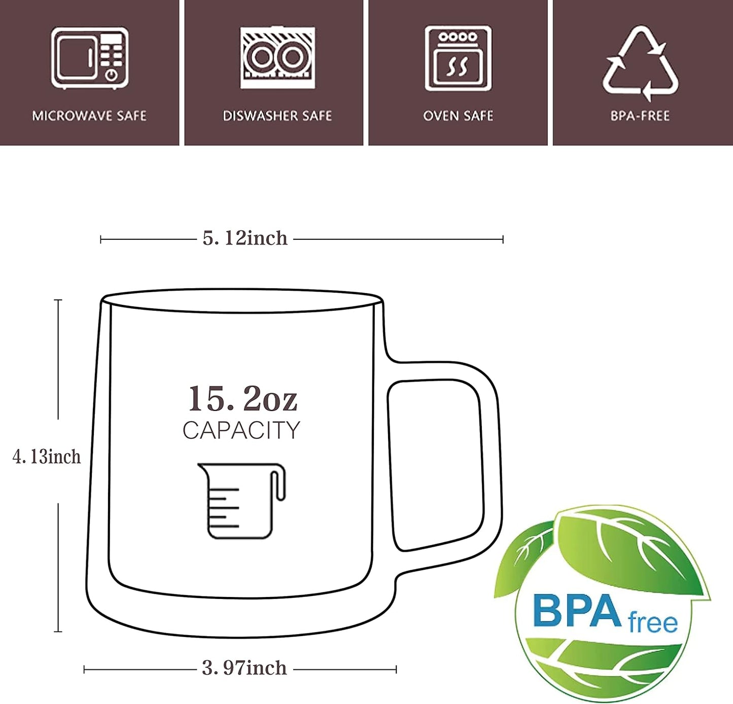 CNGLASS 15.2oz Glass Coffee Mugs,Double Wall Insulated Glass Mugs with Handle,Clear Espresso Mugs for Latte,Cappuccino,Tea Bag,Set of 2