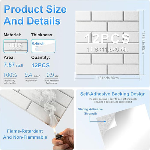 12 Pack Acoustic Panels, Sound Proof Foam Panels - Image 2