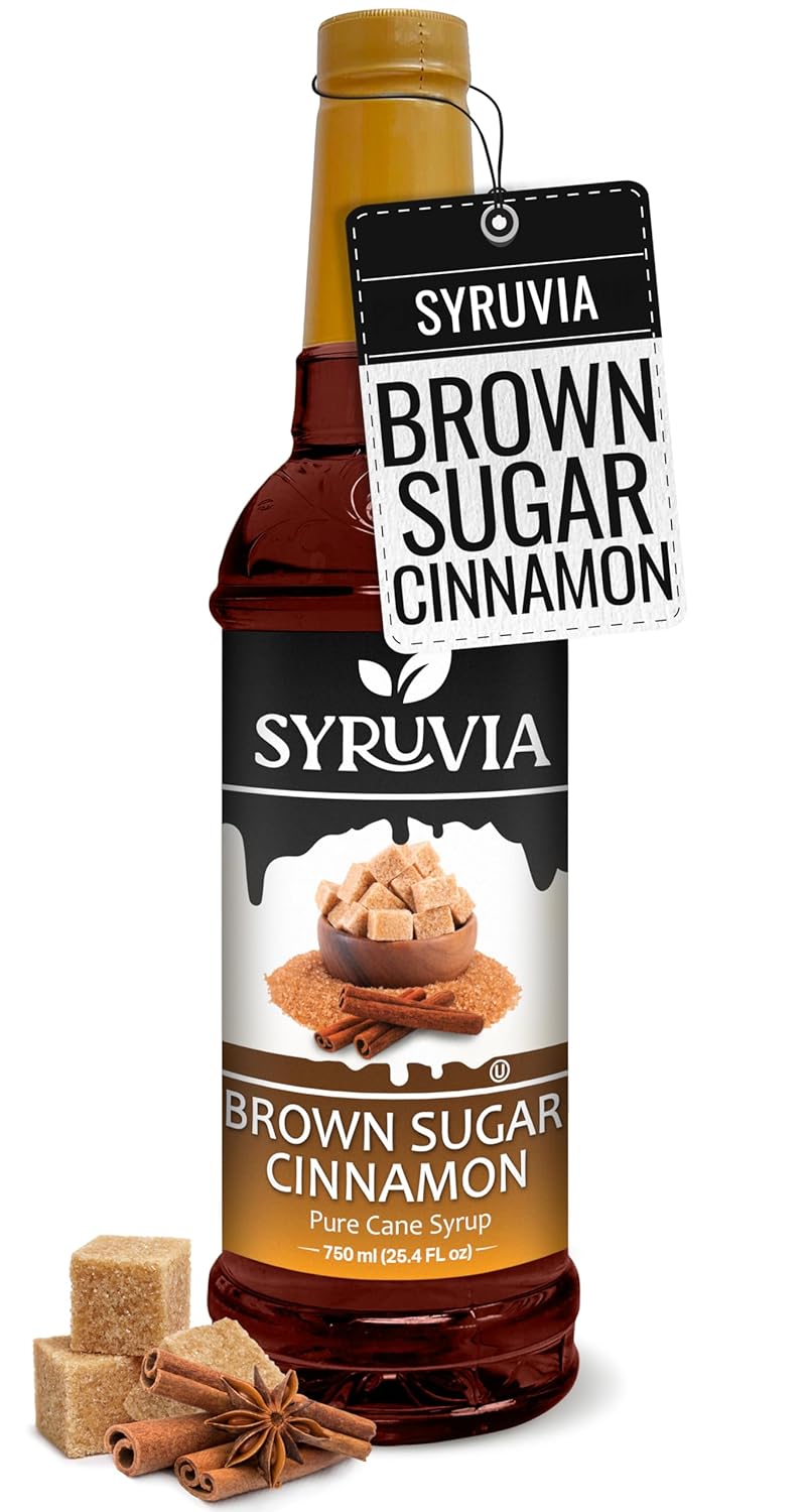 Syruvia Brown Sugar Cinnamon Syrup for Coffee 25.4 Ounces Brown Sugar Cinnamon Coffee Syrup Flavor,