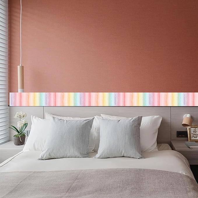 HOMETITUTE Wallpaper Border Peel and Stick Wall Border Rainbow Stripe - Image 4