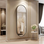 Oval Bathroom Full Length Mirror, Large 48x16'' Pill Shaped Oblong Vanity Wall - Image 2