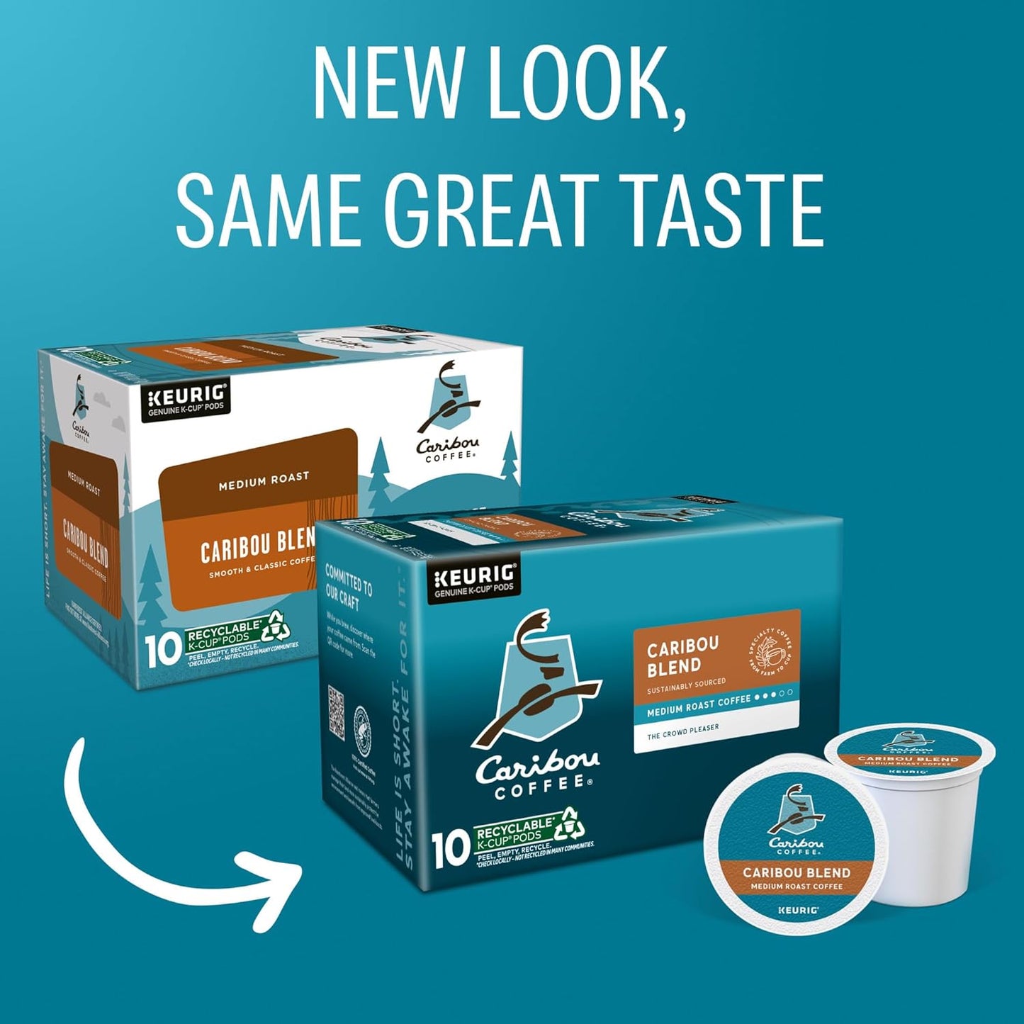 Caribou Coffee Caribou Blend Keurig Single-Serve K-Cup Pod, Medium Roast Coffee, 60 Count (6 Packs of 10)