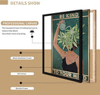 Framed Art Vintage Be Kind To Your Mind Poster Mental Health Quote Canvas Wall - Image 3