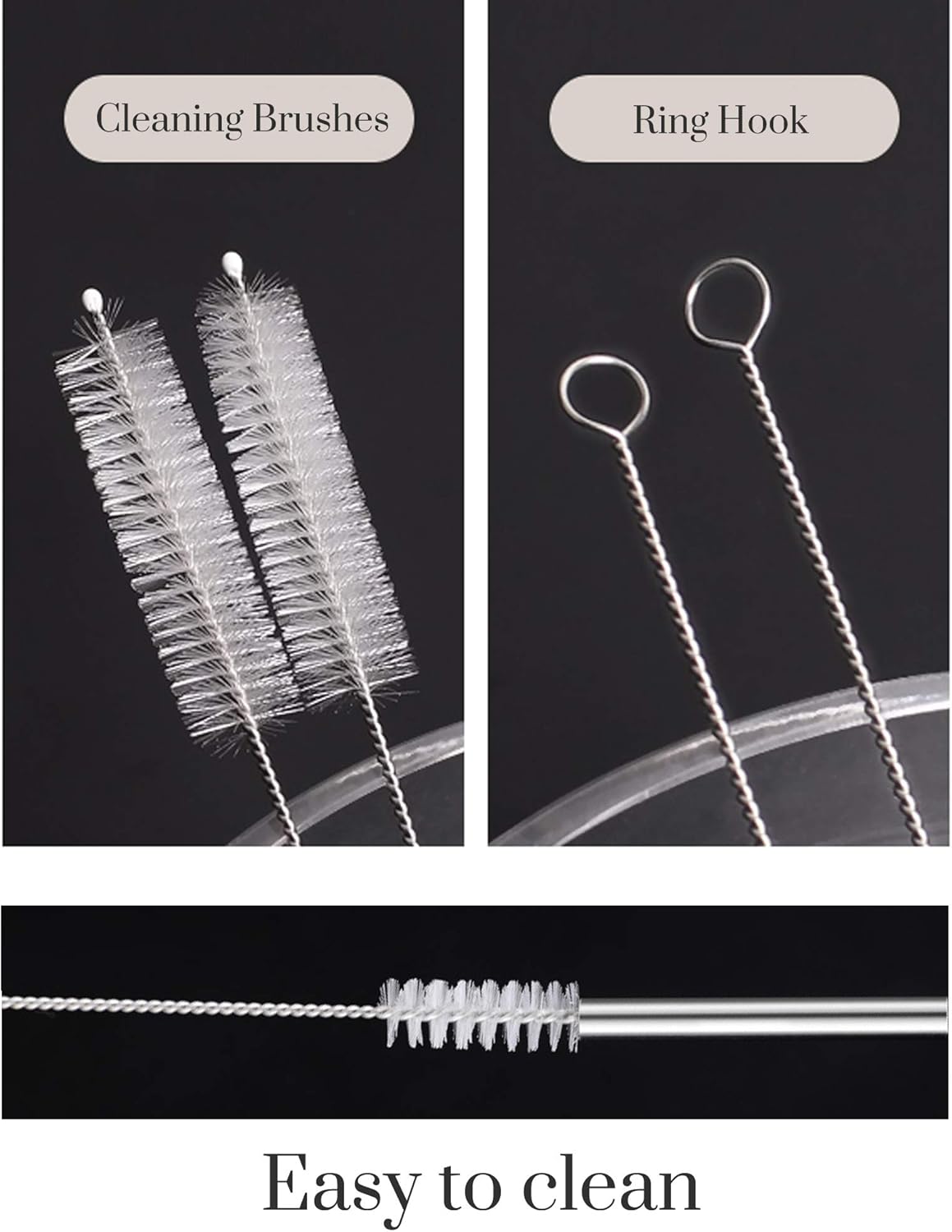 Set of 4 Reusable Metal Straws, 10.5'' Long Stainless Steel Straw with Cleaning Brushes and Case, Drinking for 30 oz and 20 oz Tumblers.