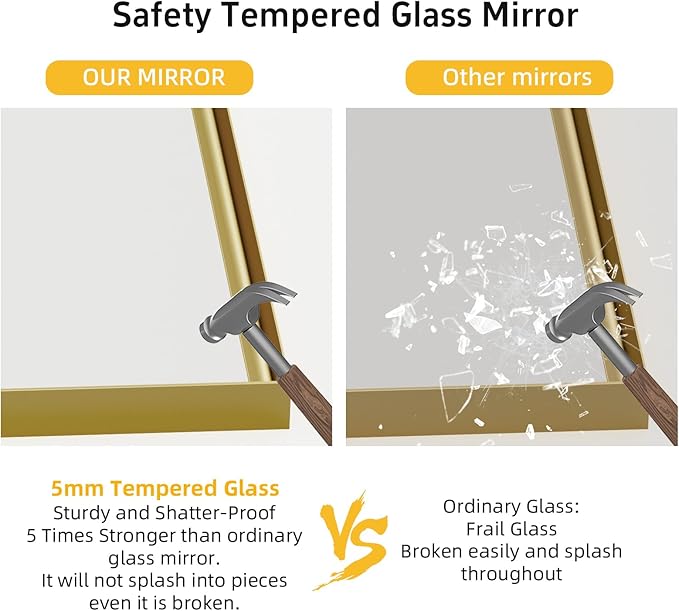 22x30 Inch Gold Bathroom Mirrors - Image 4