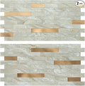 AULIGET 2 Sheets Faux Stone Peel and Stick Backsplash, Light Brown Marble Look by AULIGET