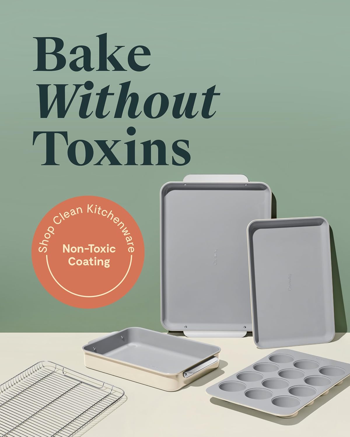 Caraway Nonstick Ceramic Bakeware Set (5 Pieces) - Baking Sheets, Assorted Baking Pans, & Storage - Aluminized Steel Body - Non Toxic, PTFE & PFOA Free - Navy