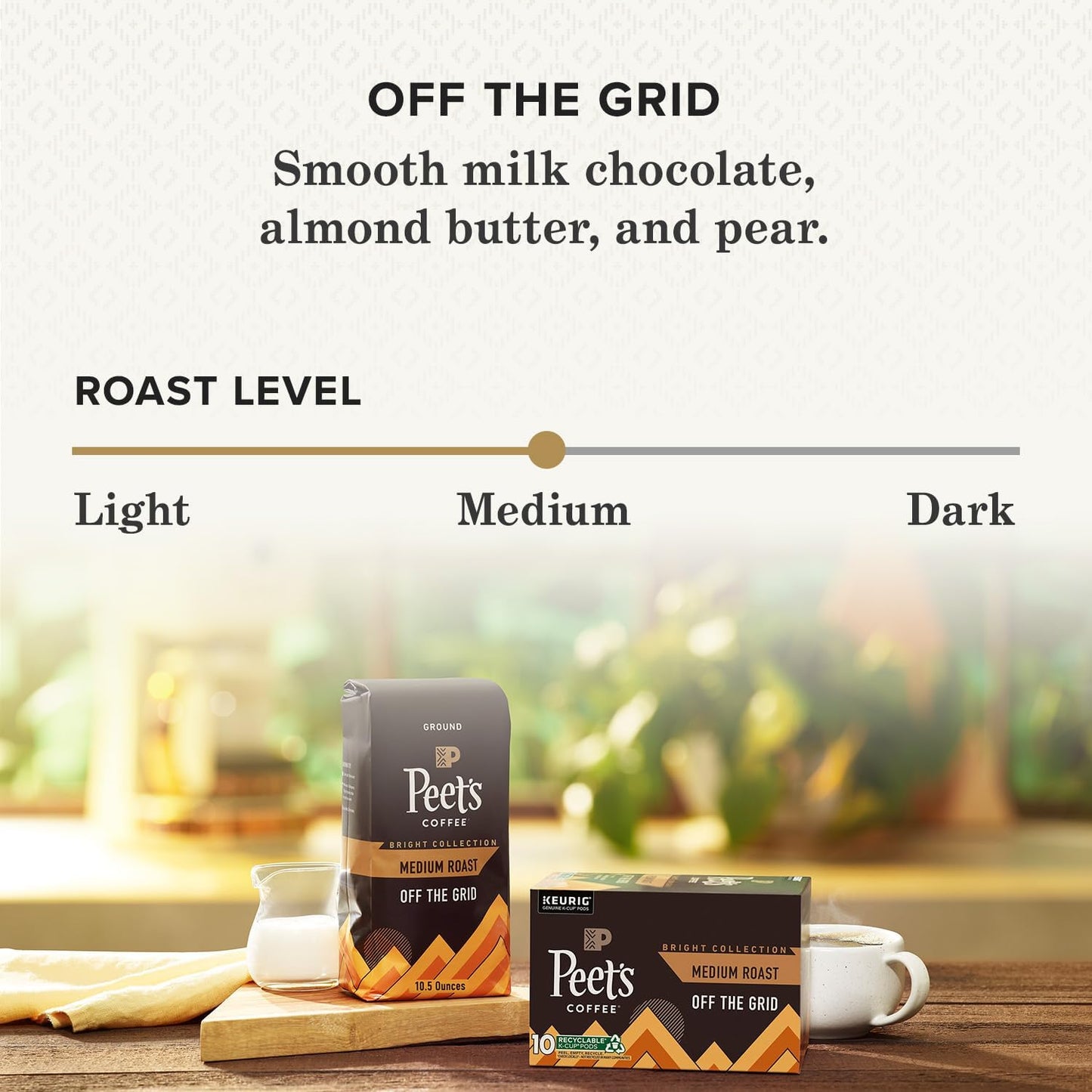 Peet's Coffee, Medium Roast Ground Coffee - Off The Grid 31.5 Ounces (3 Bags of 10.5 Ounces)