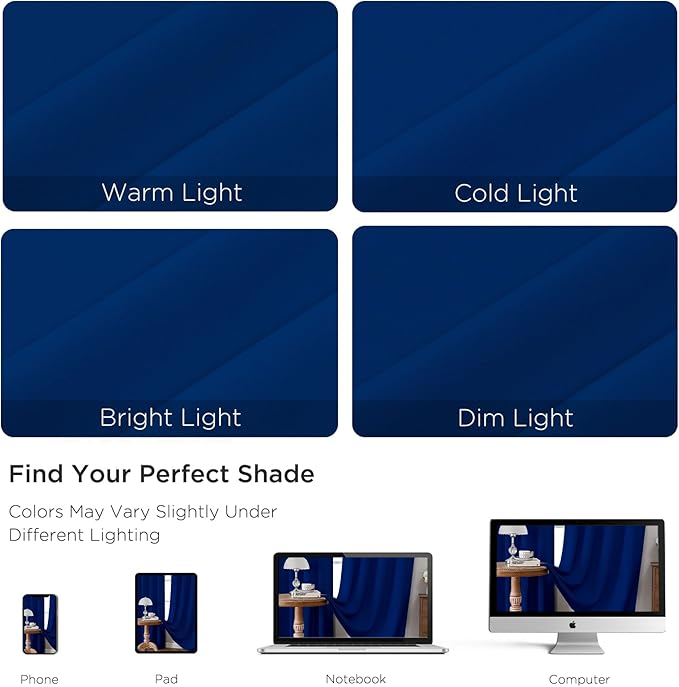 CUCRAF Royal Blue Blackout Curtains 96 inch Length 2 Panels Set, Rod Pocket - Image 3