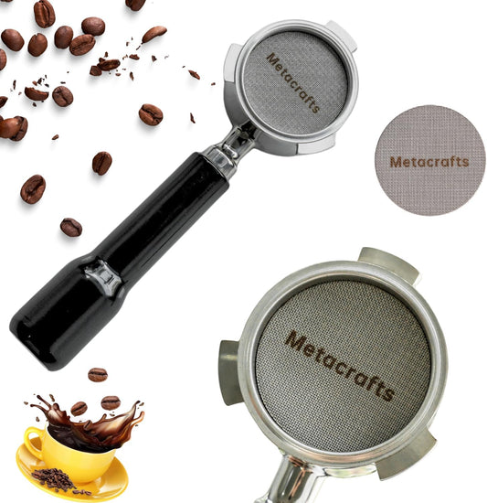 Espresso Portafilter 51mm Bottomless - Compatible for 51 mm Delonghi EC0680, E0685, SMEG & EUPA Coffee Machines - Open, Naked, Flat - Stainless Steel Filter Basket & Puck Screen Included (Black)