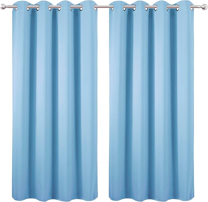 LEMOMO Sky Blue Blackout Curtains 66 x 63 Inch Length/Set of 2 Curtain - Image 9