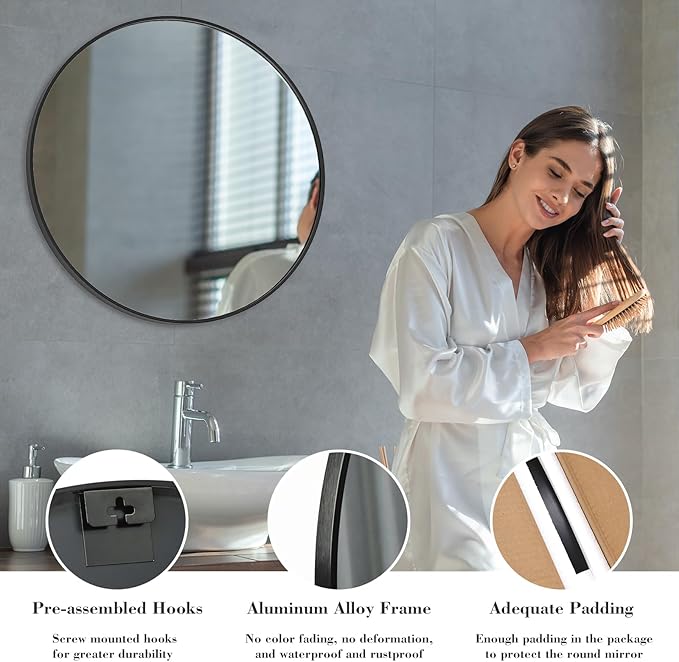 Sweetcrispy 28 Inch Round Wall Mirror - Image 4