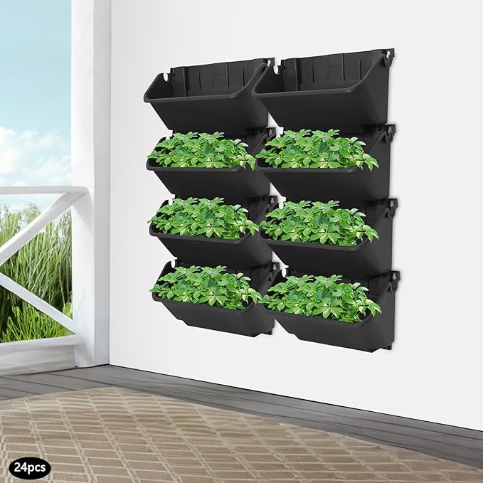 24 Pots Wall Mounted Planter, Plastic Wall Vertical Planter, - Image 8