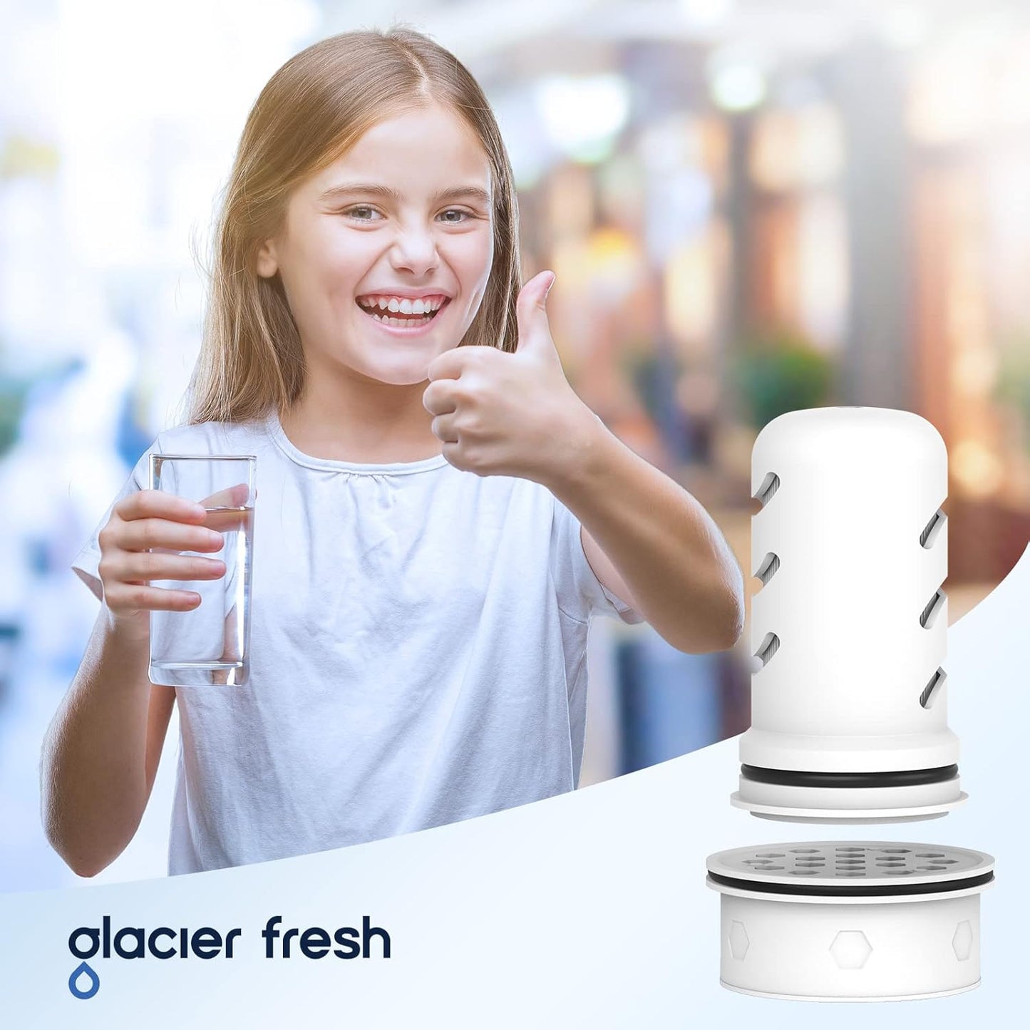 GLACIER FRESH Water Pitcher Filter Replacement for LS Home Dispenser and Pitcher Systems, Reduces Chlorine Taste and Odor, 1 Membrane Micro Filter