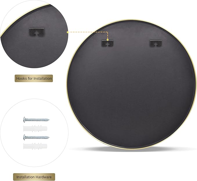 VooBang Round Mirror 19.6" Gold Wall Mounted Circle Mirrors Vanity Mirror - Image 7
