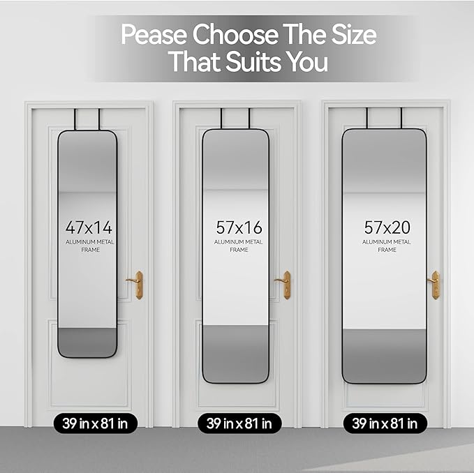SCWF-GZ 57x16 Door Hanging Full Length Mirror, Floor Stand Wall Mounted Metal - Image 8