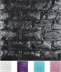 30PCS 3D Wall Panels Peel and Stick Faux Brick Wallpaper Black Self Adhesive by Yutianli