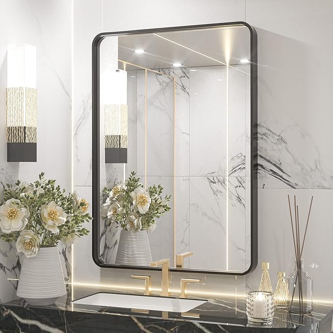 TETOTE Black Framed Mirrors for Bathroom, 2 Inch Thick Frame 22 x 30 Inch by TETOTE