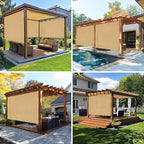 8'W x 6'H Sesame Patio Shades Roll up Outdoor Roller Shade Crank Wand Blind - Image 5