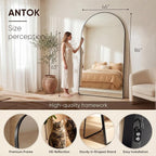 Antok 86" x46” Arched Full Length Floor Mirror, Free Standing/Wall Mount/Leaning - Image 4