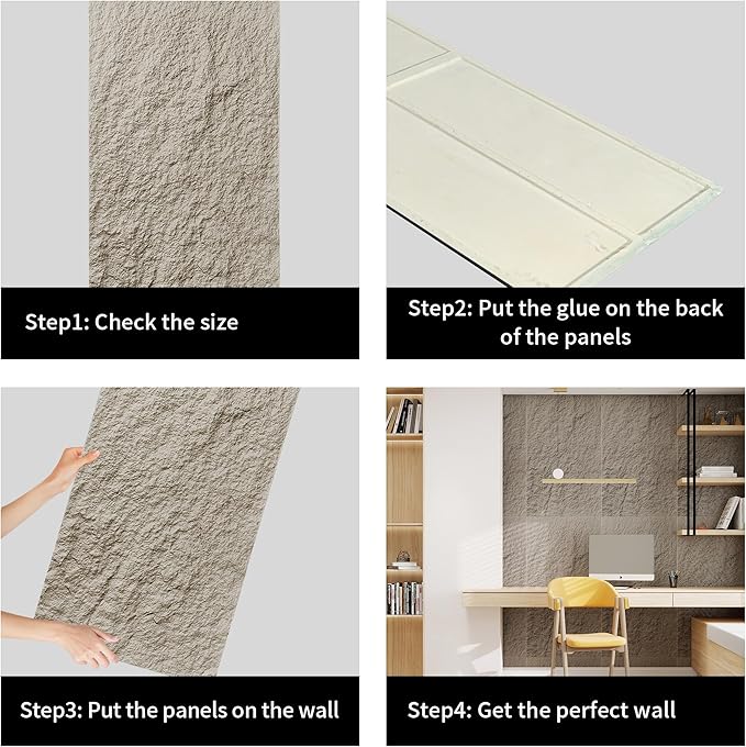 4PCS PU Wall Panels Stone Texture - Image 4