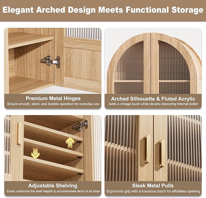 INNOD 4-Tier Arched Bathroom Wall Cabinet - Image 3