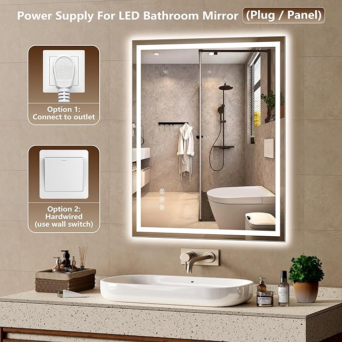 48x36 Inch LED Lighted Bathroom Mirror - Image 5