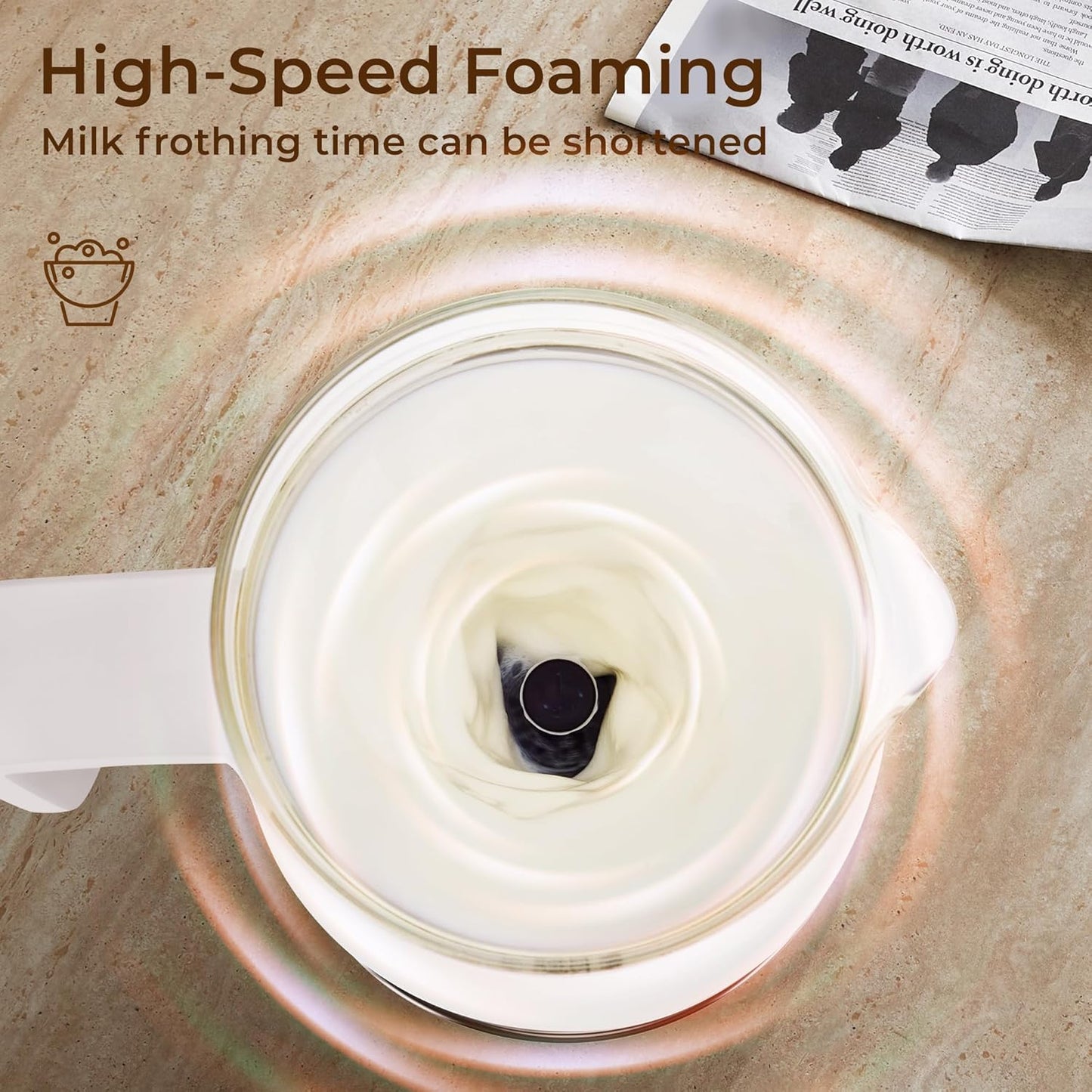 Electric Milk Frother, 6 in 1 Milk Steamer,17oz Automatic Warm and Cold Foam Maker for Coffee,Latte, Cappuccino, Macchiato, Hot Chocolate (White)