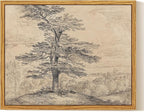 InSimSea Framed Canvas Wall Art, Neutral Sketch Tree Painting, Rustic Nature by InSimSeaArt