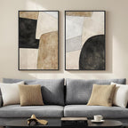 Framed Beige Black Abstract Wall Art - Image 3
