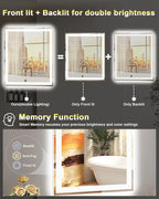 24x30 LED Bathroom Mirror with Lights, Super Bright Front & Backlit Vanity - Image 3