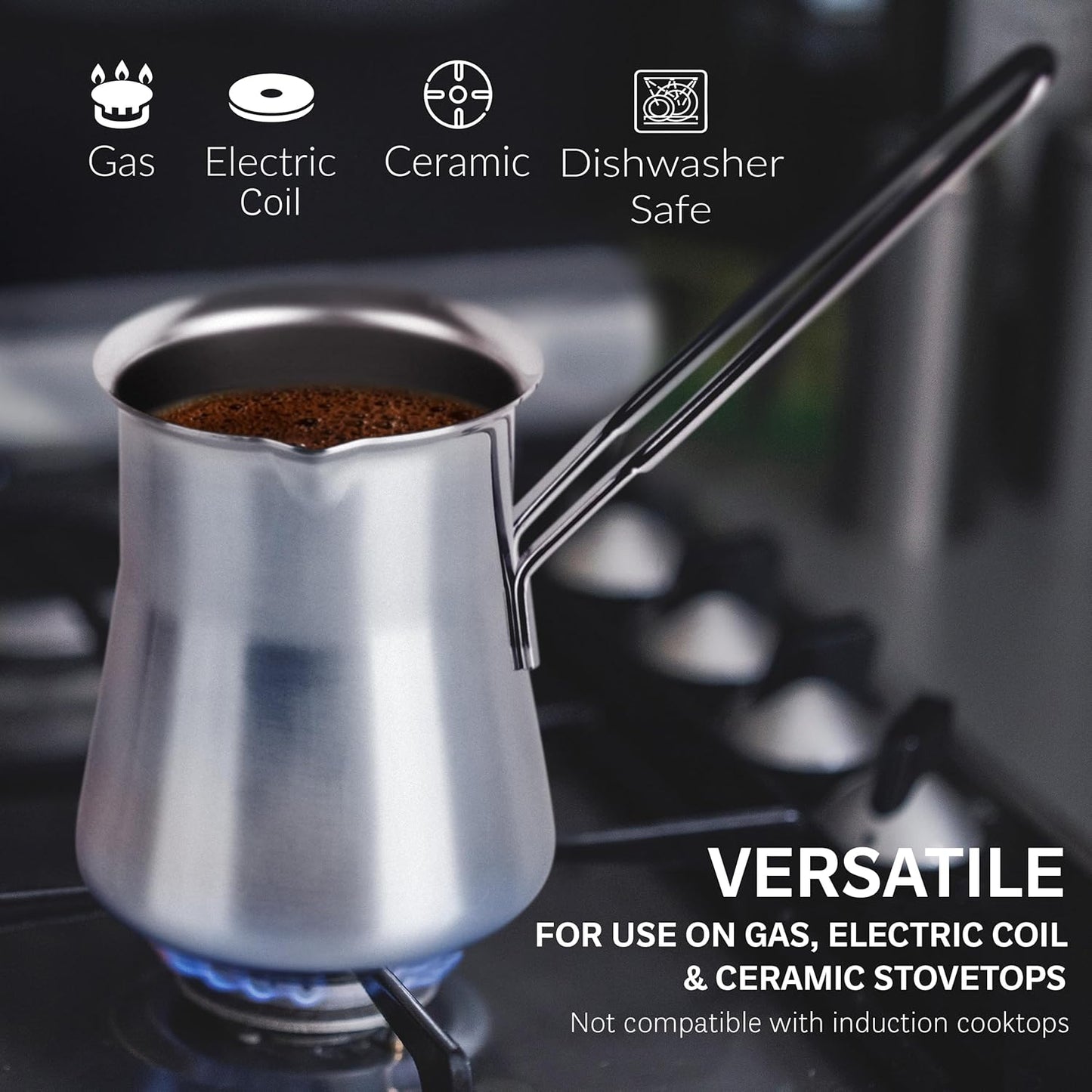 Quality Turkish Coffee Pot - Turkish Coffee Maker, Chai Pot, Arabic Coffee Pot, Briki Greek Coffee Pot, Greek Briki, Turkish Coffee Cezve, Turkish Coffee Pot Ibrik (24oz)