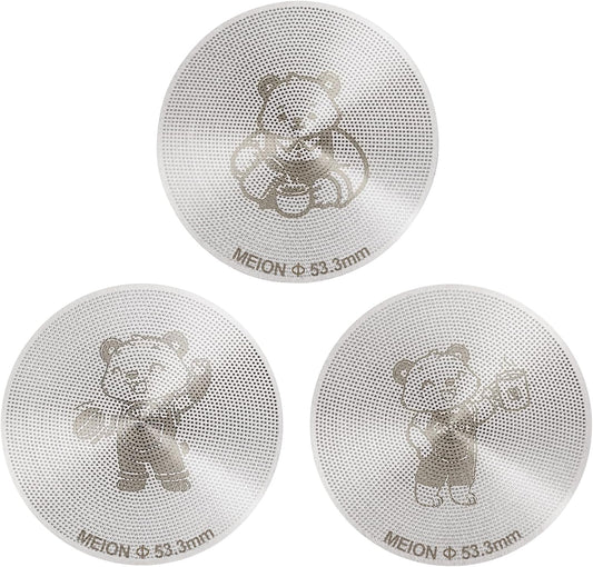 MEION 53.3mm Espresso Puck Screen-3 Pack 0.2mm Ultra Thin Espresso Puck, Stainless Steel Reusable Coffee Filter, Compatible with Espresso Machine 54mm Portafilter Basket