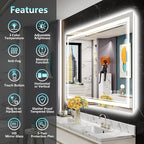 48x36 LED Bathroom Mirror with Lights, Backlit and Front Lit Anti-Fog Lighted - Image 2