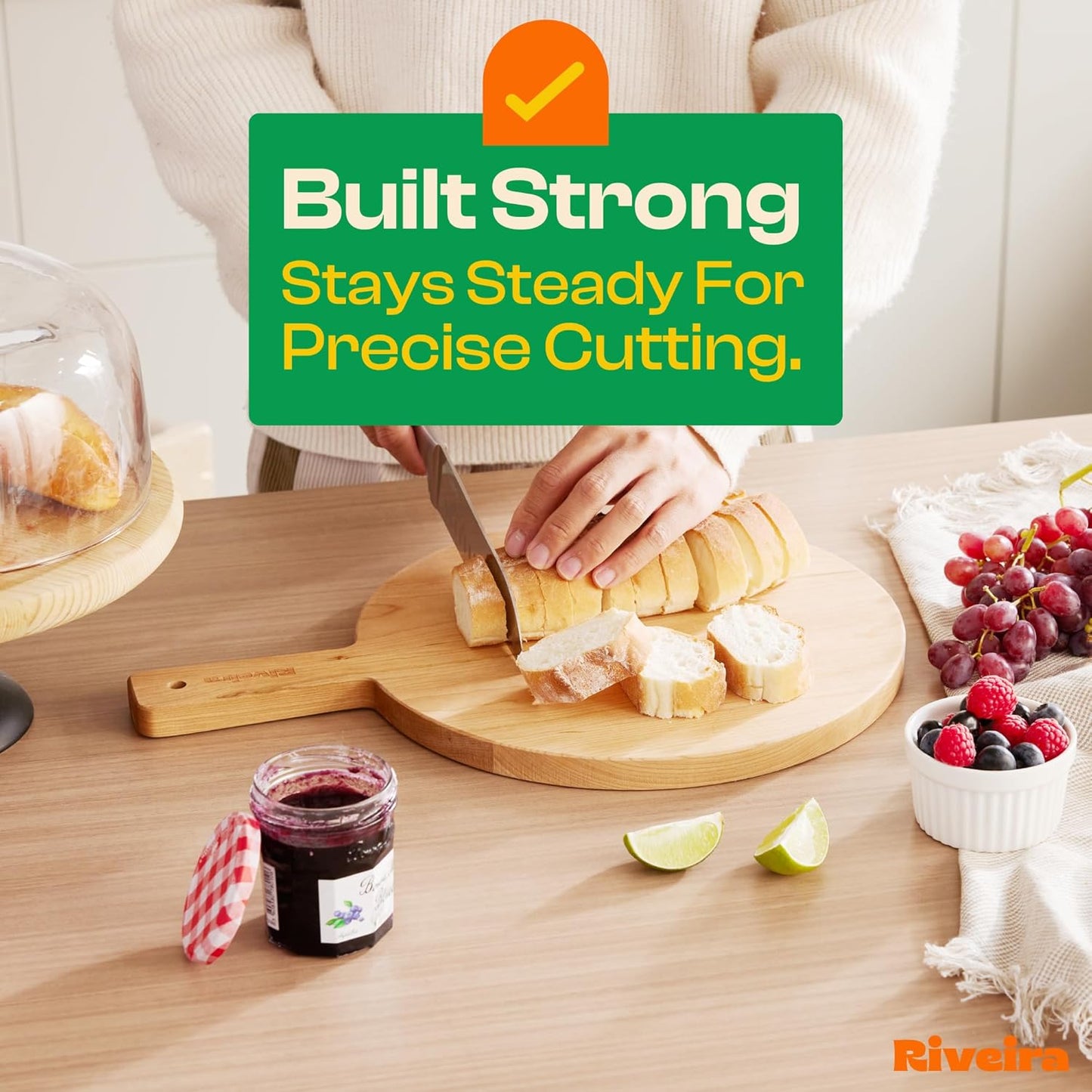 Riveira Cherry Wood Cutting Board – Gourmet Black Cherry Grandeur: 17 x 12 Wooden Cutting Board – Wooden Cutting Boards For Kitchen Decorative – Innovative Juice Grooves Cherry Wooden Chopping Board