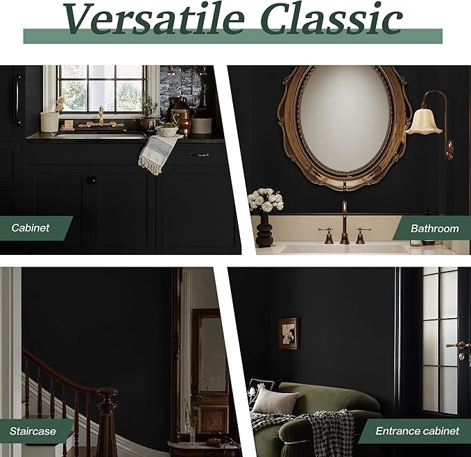 Dimoon 78.7''x17.7'' Black Peel and Stick Wallpaper Contact Paper Modern Self - Image 4