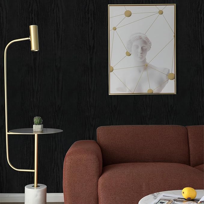 Vinjiasin Peel and Stick Wallpaper Black Wallpaper Black Wood Contact Paper - Image 2
