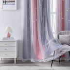 XiDi Curtains for Bedroom Decor, Rainbow Pink-Grey-52-54 - Image 3