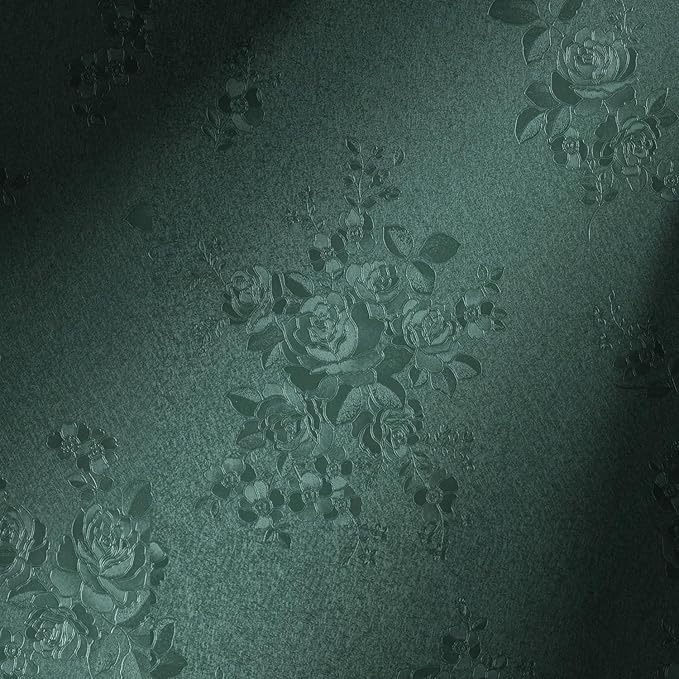 Erfoni 118"x17.7" Dark Green Wallpaper Thicken Floral Embossed Contact Paper by Erfoni